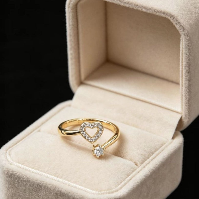 Personalized Open-heart Single-stone Ring For Women