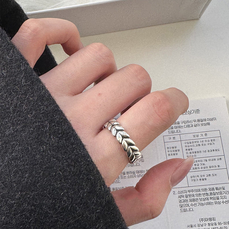 925 Silver Vintage Twisted Chain Open Ring, Adjustable Minimalist Statement Ring For Women, Fashion Jewelry