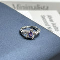 Trendy Niche Designed Purple Rhinestone Inlaid Open Ring For Ladies, Classic Nine Purple Fire Series Sweet Cool Light Luxury High-End Texture Finger Jewelry, Versatile Daily Matching Accessory