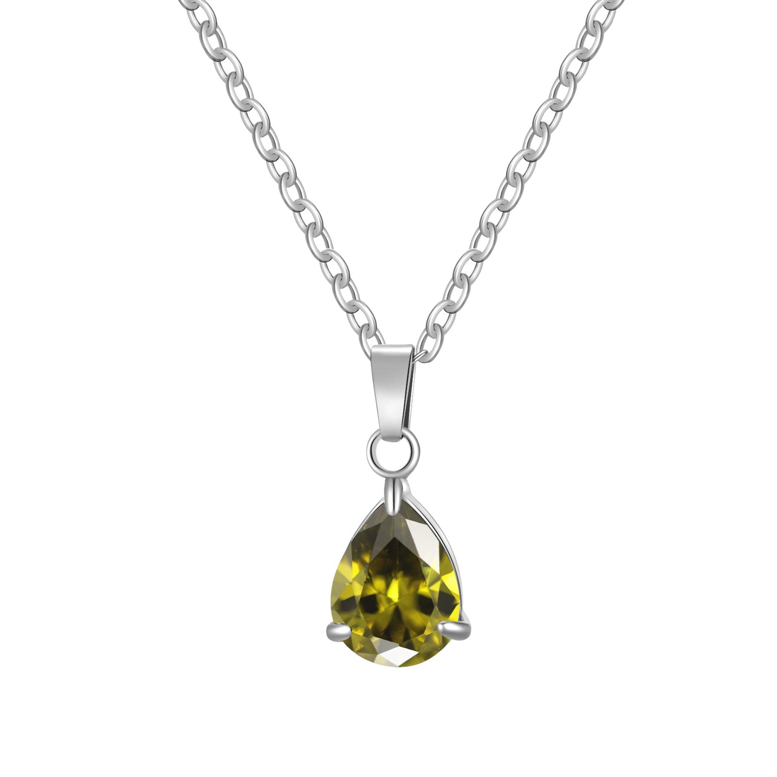3A Water Drop Zircon Small Pendant Solitaire Pear-Shaped Zircon Womens Clavicle Chain
