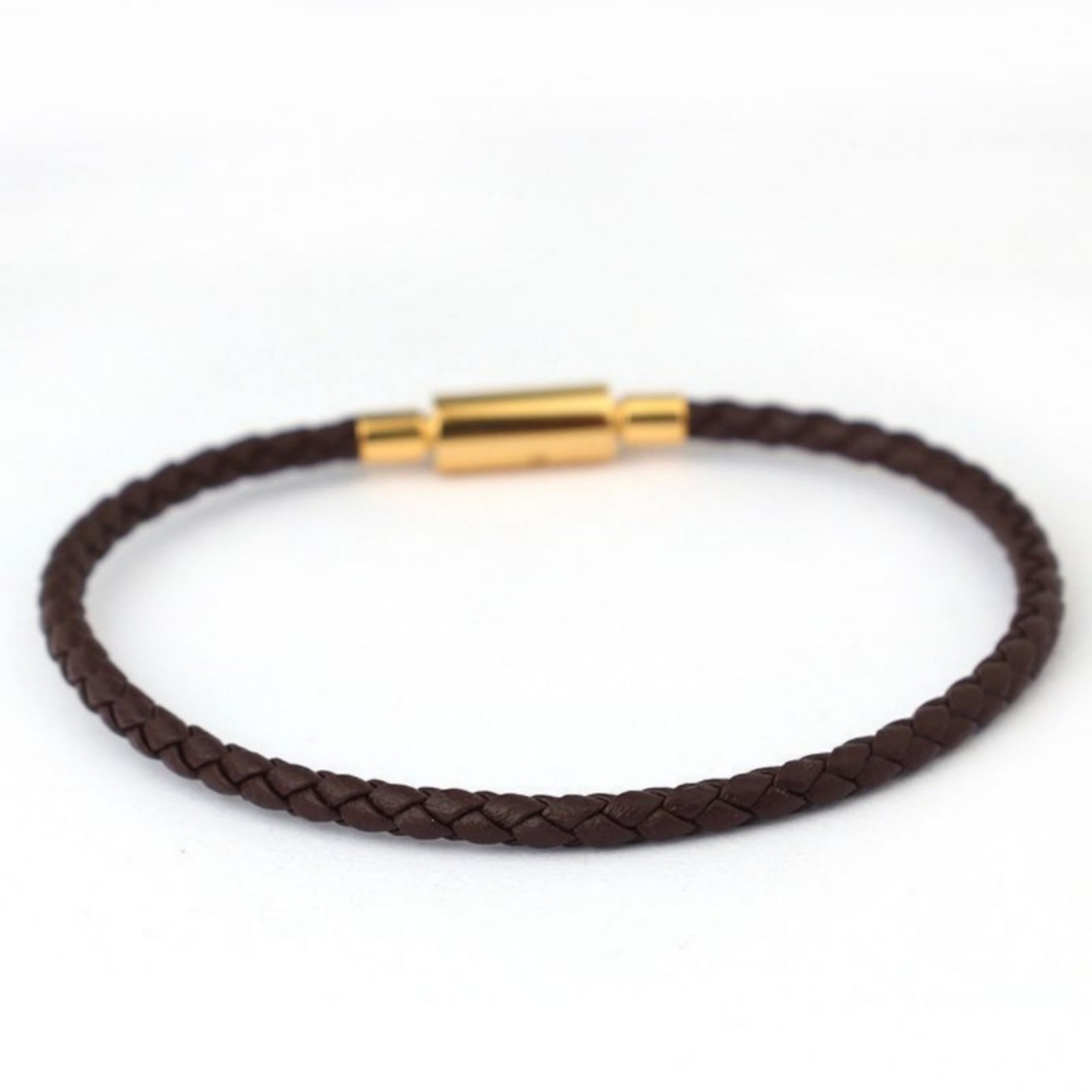 3.0mm Stainless Steel Leather Cord Bracelet With A Single Buckle And Wear-resistant Edging