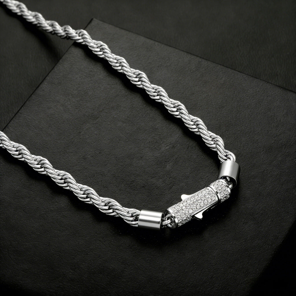 Cylindrical Spring-clasp Necklace Fully With Zirconias