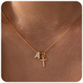 Zircon Inlaid 26 Letter Cross English Necklace