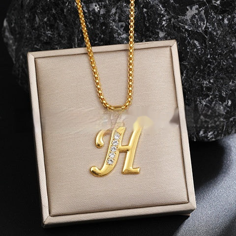 26 Diamond-Encrusted English Alphabet Necklaces