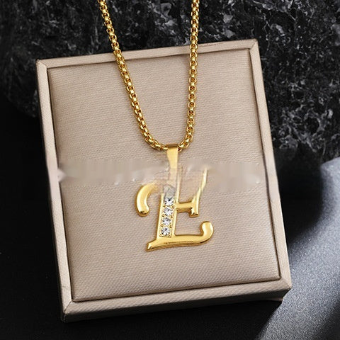 26 Diamond-Encrusted English Alphabet Necklaces