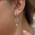 Stainless Steel Zircon Drop Hoop Earrings