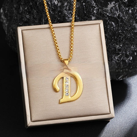 26 Diamond-Encrusted English Alphabet Necklaces