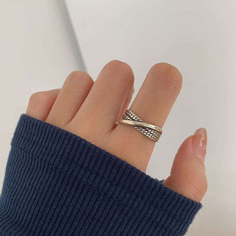 925 Sterling Silver Twisted Chain Open Ring