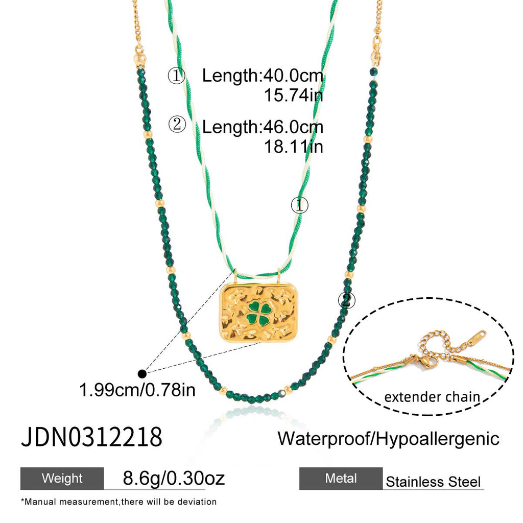 Green Clover Stainless Steel Necklace Collection