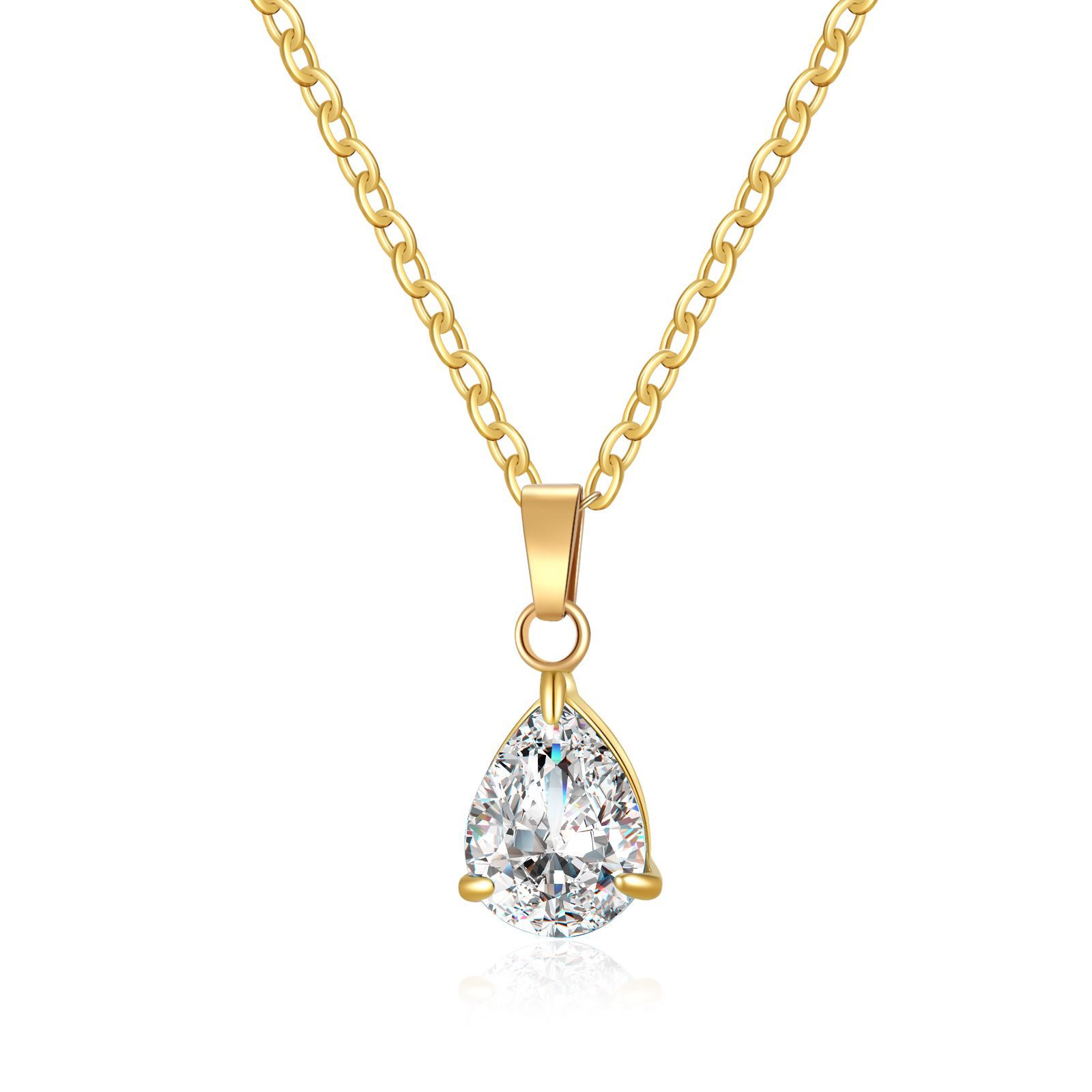 3A Water Drop Zircon Small Pendant Solitaire Pear-Shaped Zircon Womens Clavicle Chain