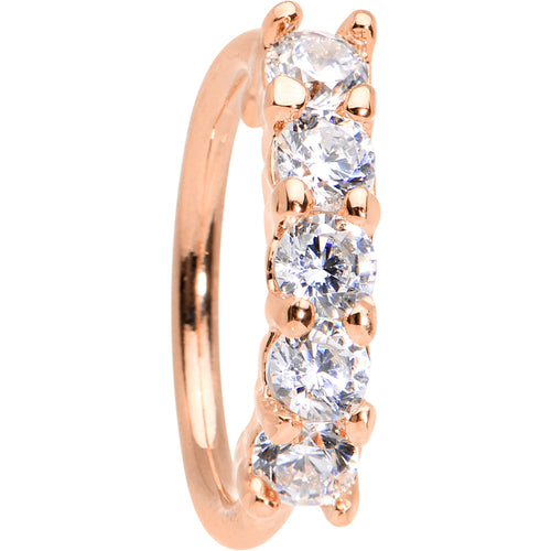 18G 5/16 Clear CZ Rose Gold IP Quintet Seamless Circular Ring