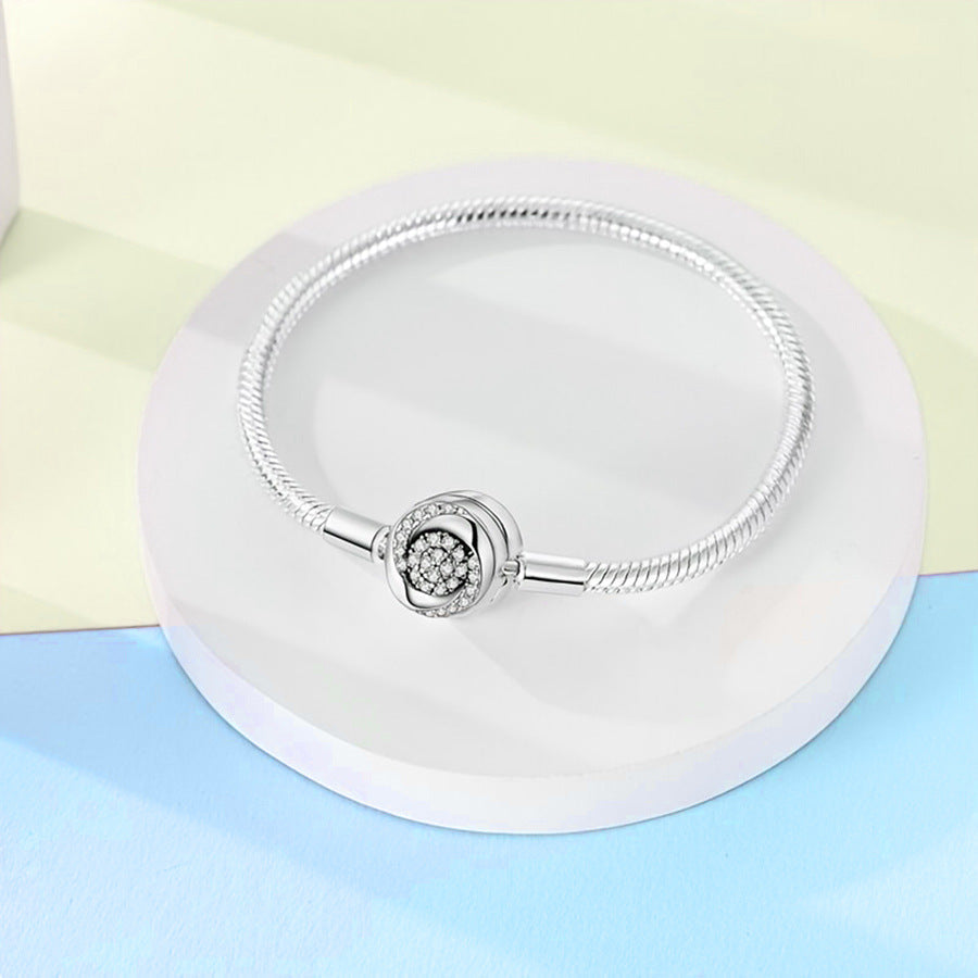 925-Silver-Plated Woven Heart Basic Bracelet Fashionable And Minimalist