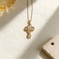 Stainless Steel Inlaid Rhinestone Cross Pendant Necklace