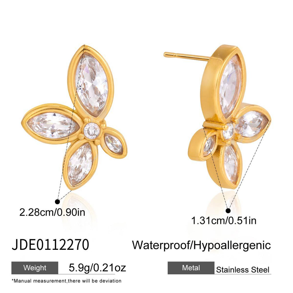 White Flower Zircon Stud Earrings