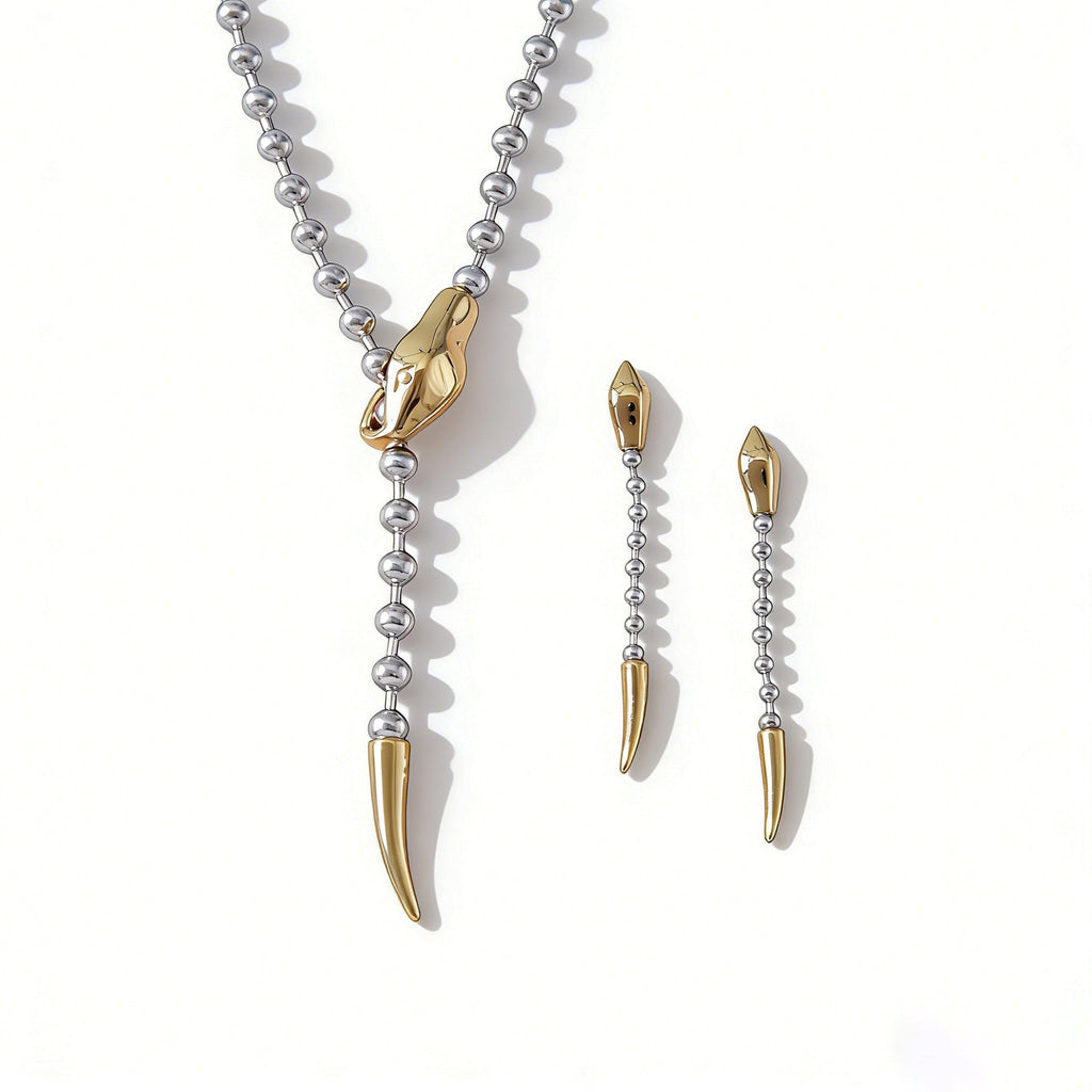 Snake Y Necklace and Earring Set