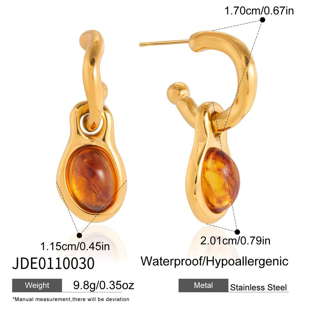 Amber Resin Geometric Drop Earrings