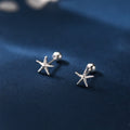 S999 Sterling Silver Starfish Stud Earrings For Women, Minimalist Design, New 2026 Style, Screw Back, Comfortable For Newly Pierced Ears