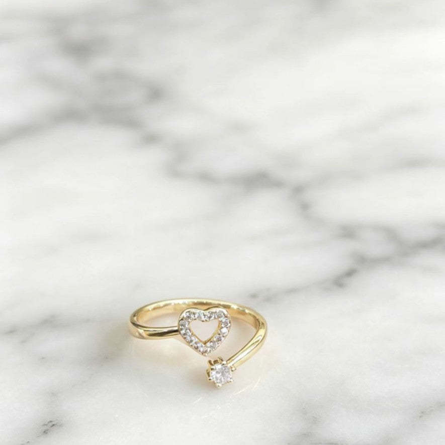 Personalized Open-heart Single-stone Ring For Women