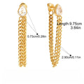 Chain tassel titanium steel zircon earrings