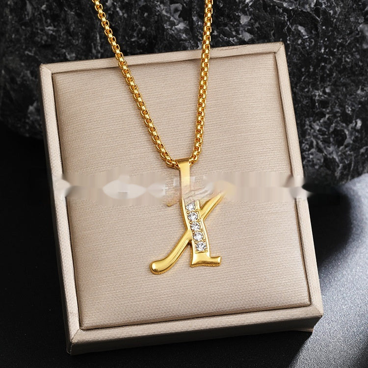26 Diamond-Encrusted English Alphabet Necklaces