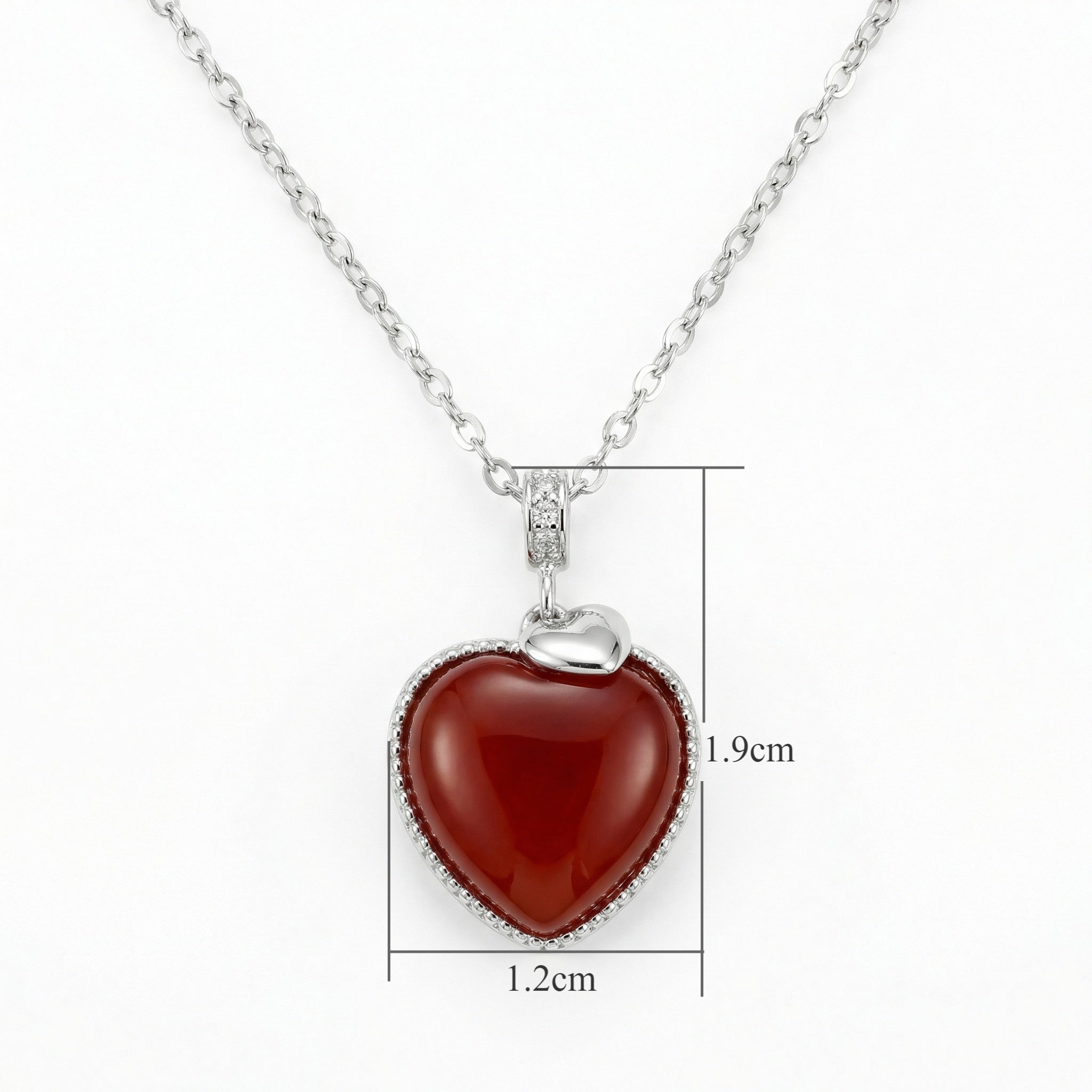 925 Sterling Silver Elegant Sterling Silver Heart Necklace with Vibrant Red Gemstone Pendant
