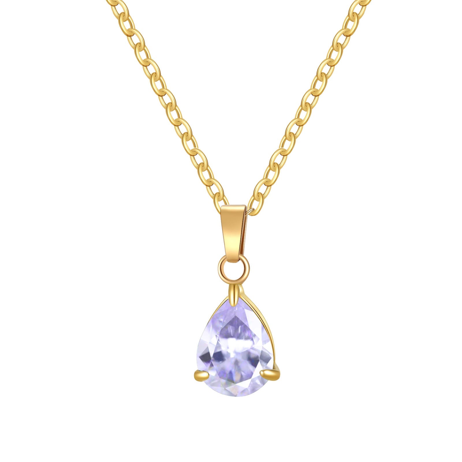 3A Water Drop Zircon Small Pendant Solitaire Pear-Shaped Zircon Womens Clavicle Chain