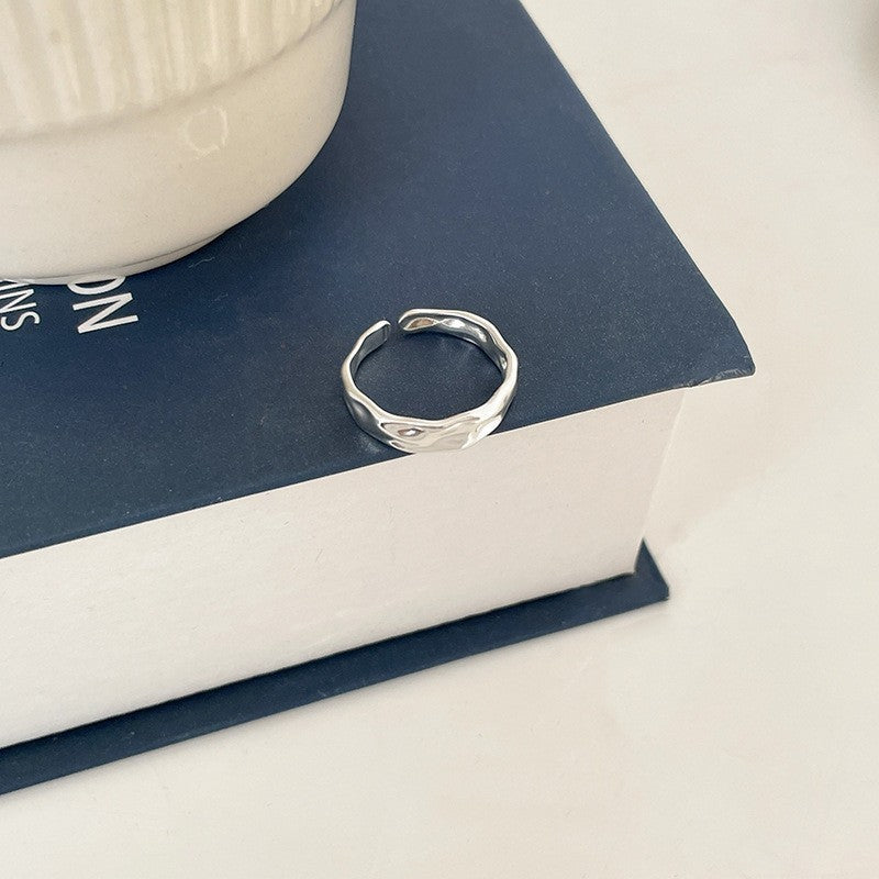 925 Sterling Silver Irregular Stackable Rings For Women, Minimalist INS Style Plain Band, Non-Tarnish Versatile Finger Jewelry For Daily Wear