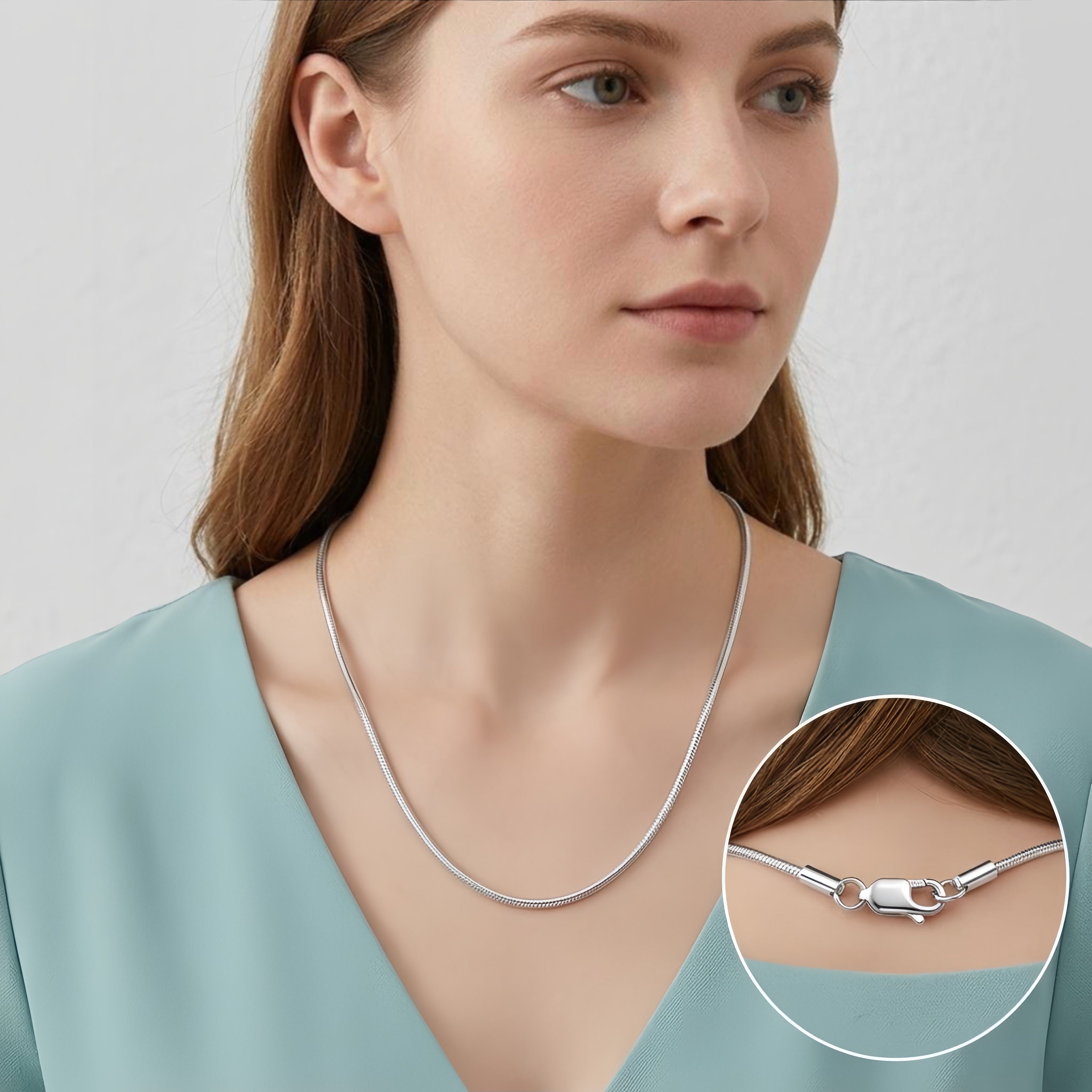 925 Sterling Silver Elegant  Snake Chain Necklace with Secure Lobster Clasp