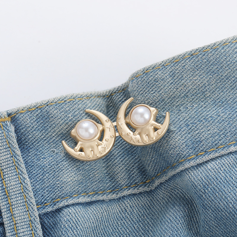 Astronaut waist buckle-black helmet with gold background-alloy-1 pair
