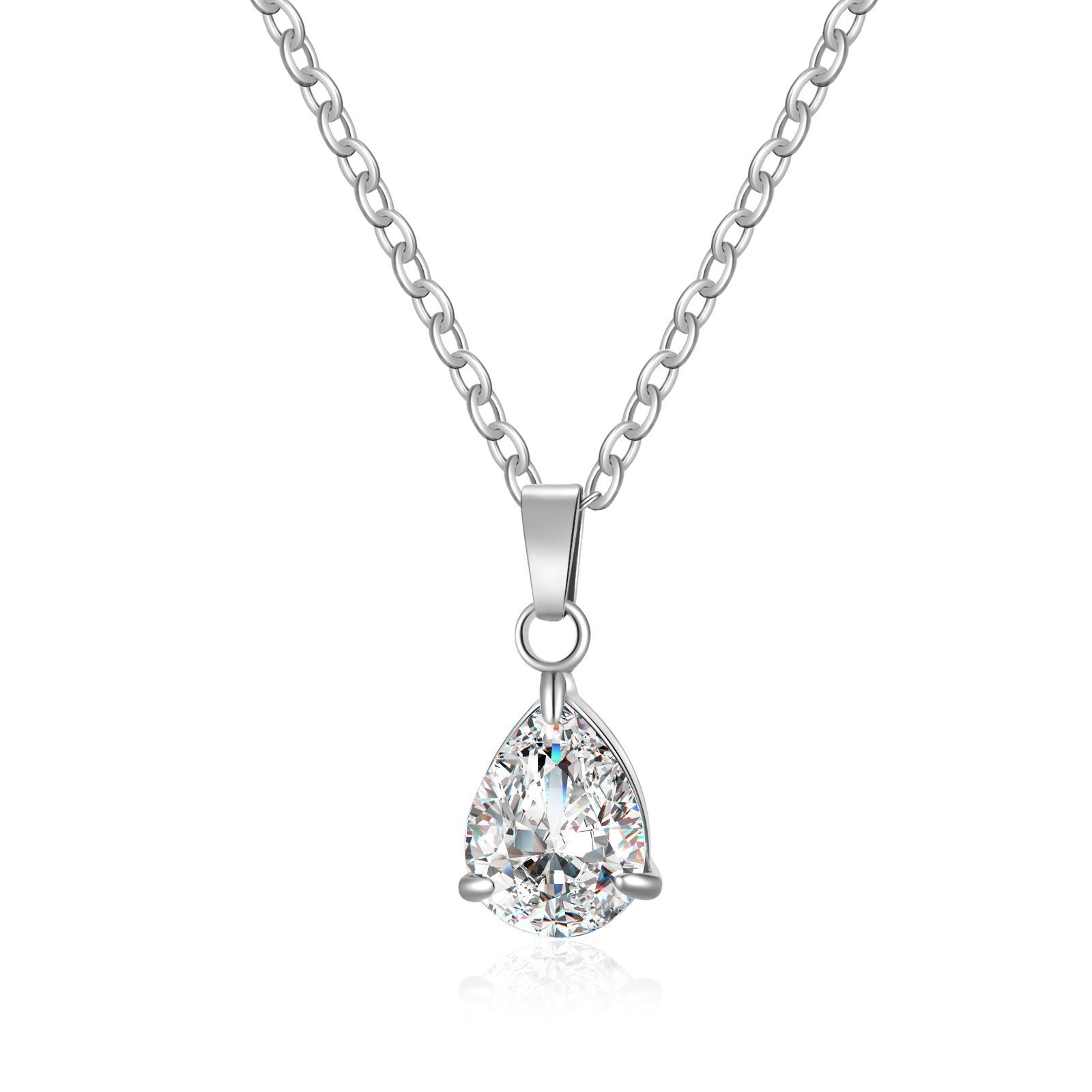 3A Water Drop Zircon Small Pendant Solitaire Pear-Shaped Zircon Womens Clavicle Chain