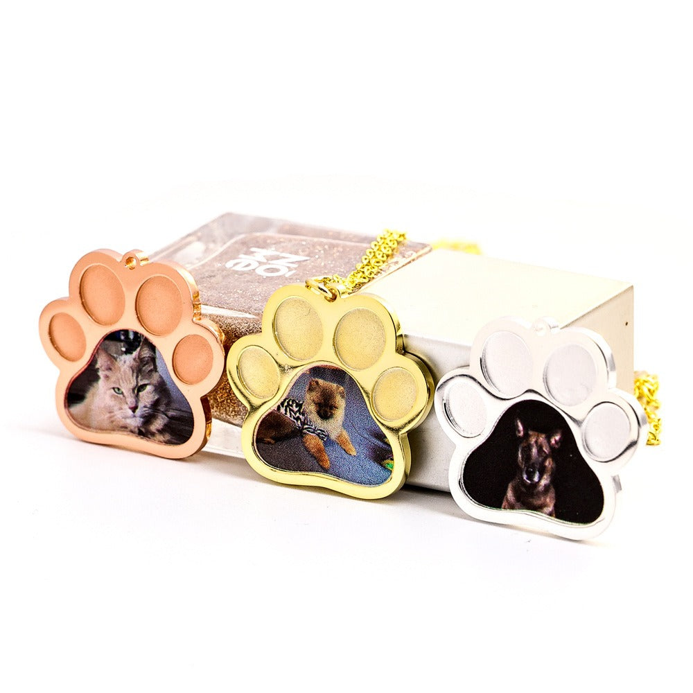 S925 silver kitten commemorative DIY pet necklace