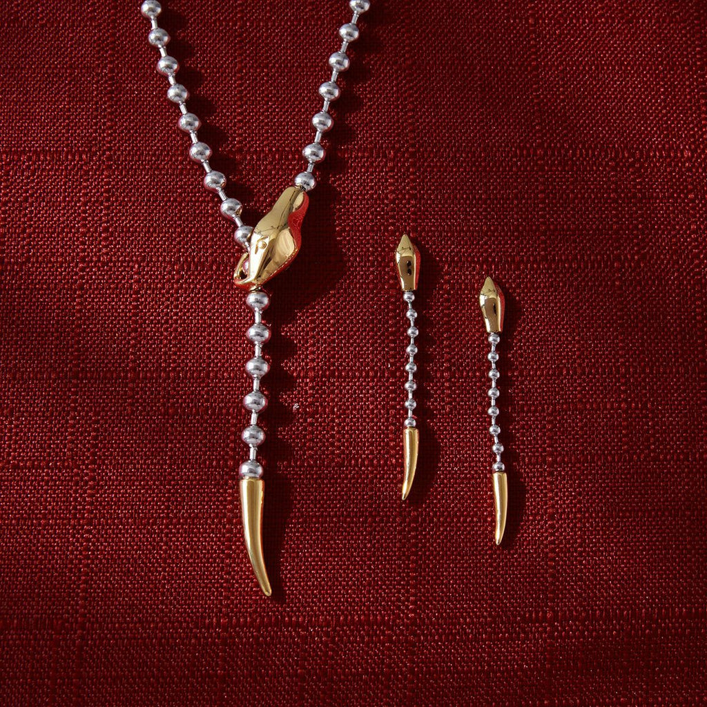 Snake Y Necklace and Earring Set