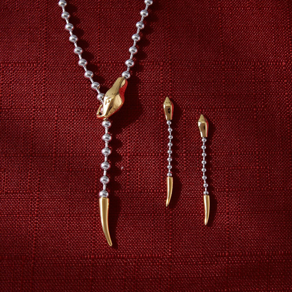 Snake Y Necklace and Earring Set