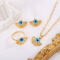 Evil Eye Fan Pendant Necklace Jewelry Set