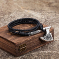 Fashionable And Versatile Leather Rope Bracelet With A Genuine Leather And Stainless Steel Axe Pendant