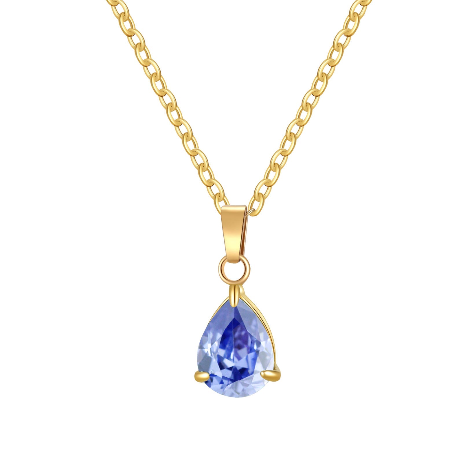 3A Water Drop Zircon Small Pendant Solitaire Pear-Shaped Zircon Womens Clavicle Chain