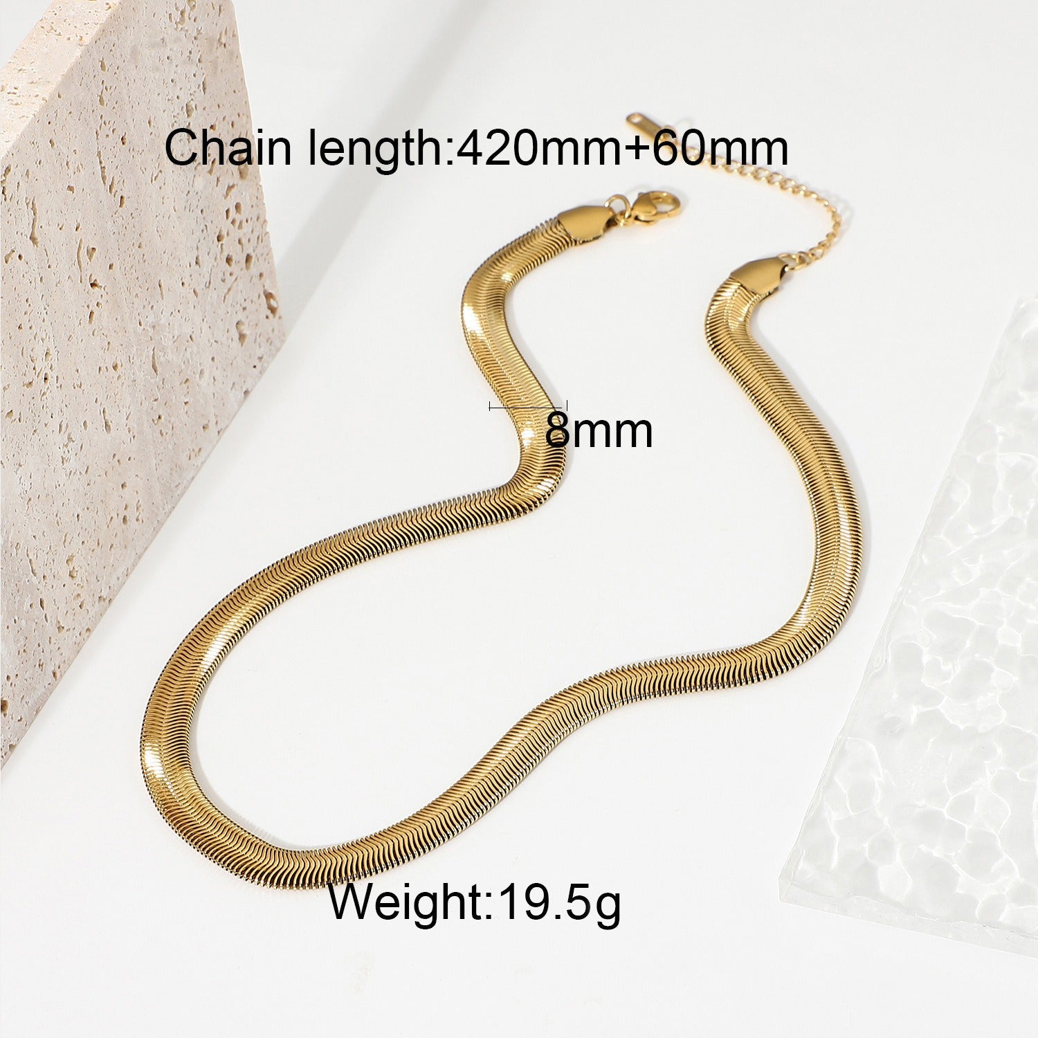 18K gold geometric inlaid gemstone with texture design classic fashion necklace