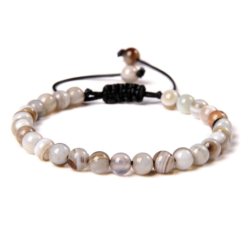 6mm Natural Stone Beads Womens Bracelet Yoga Energy Sports