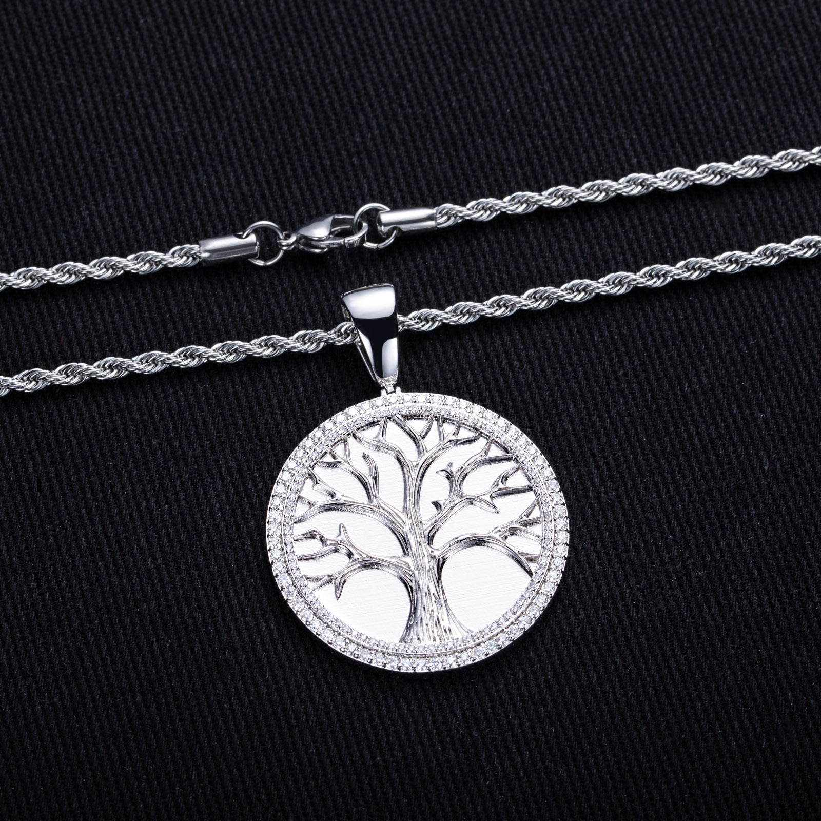 Minimalist Light-Luxury Copper Pendant With Diamonds Christmas Tree Design