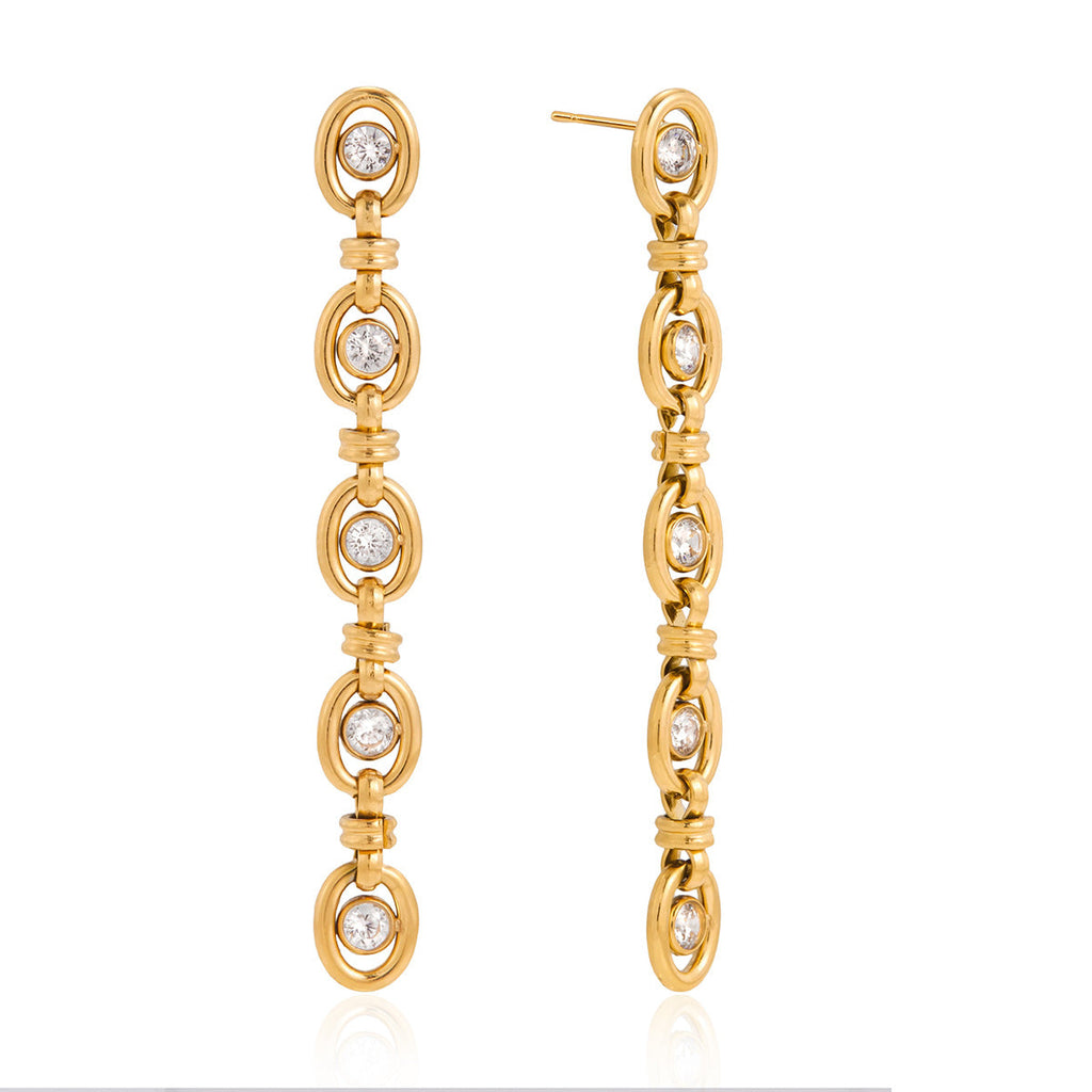 Zircon Chain Tassel Earrings and Bracelet Set