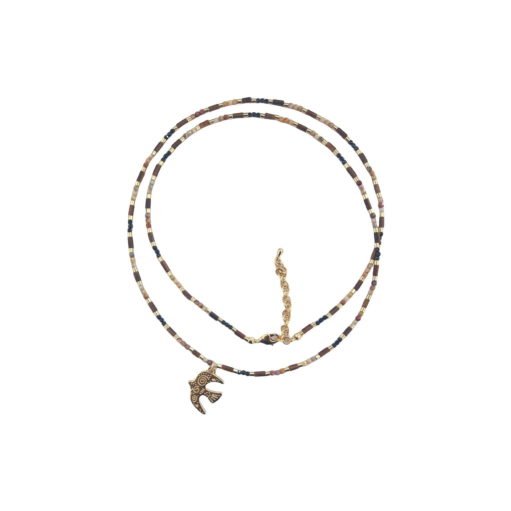 Simple And Stylish Tiger's Eye Bird Necklace For Women