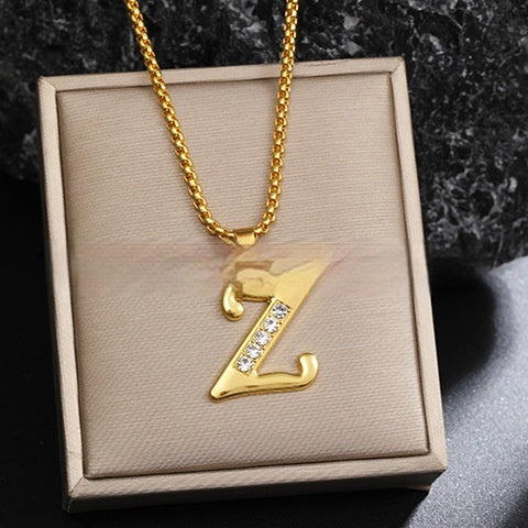 26 Diamond-Encrusted English Alphabet Necklaces