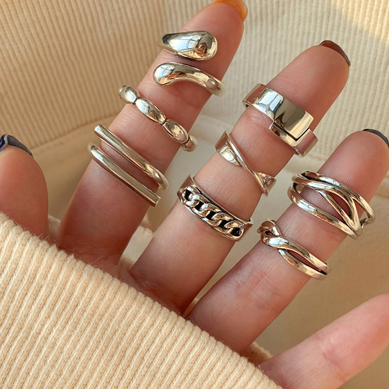 925 Sterling Silver Minimalist Rings For Women, Korean Style Niche Design, Non-Tarnish Vintage Heavy Duty Finger Rings Jewelry