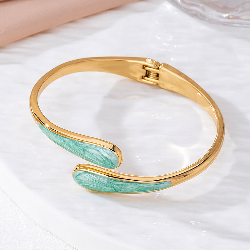 Metallic-Effect Alloy Open-End Bracelet For Women
