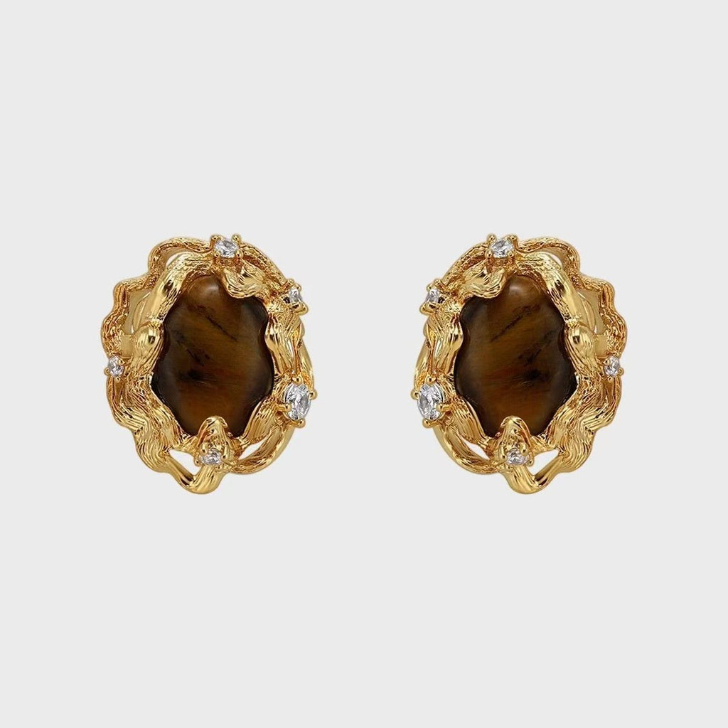 2026 New Retro Geometric Irregular Resin Oversized Earrings, Niche Cold Style For Women