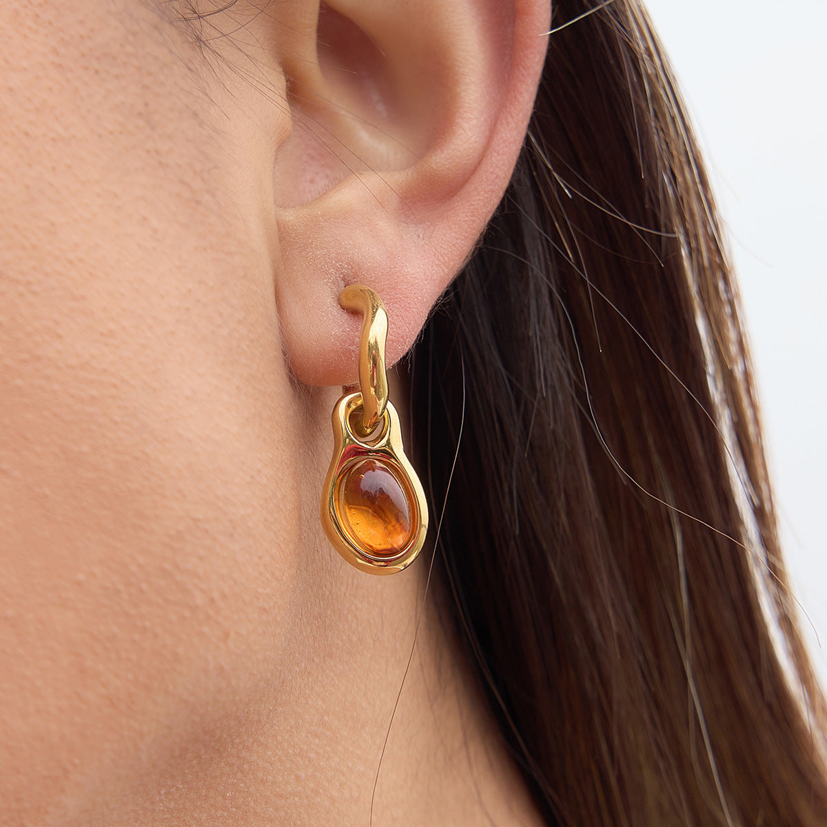Amber Resin Geometric Drop Earrings