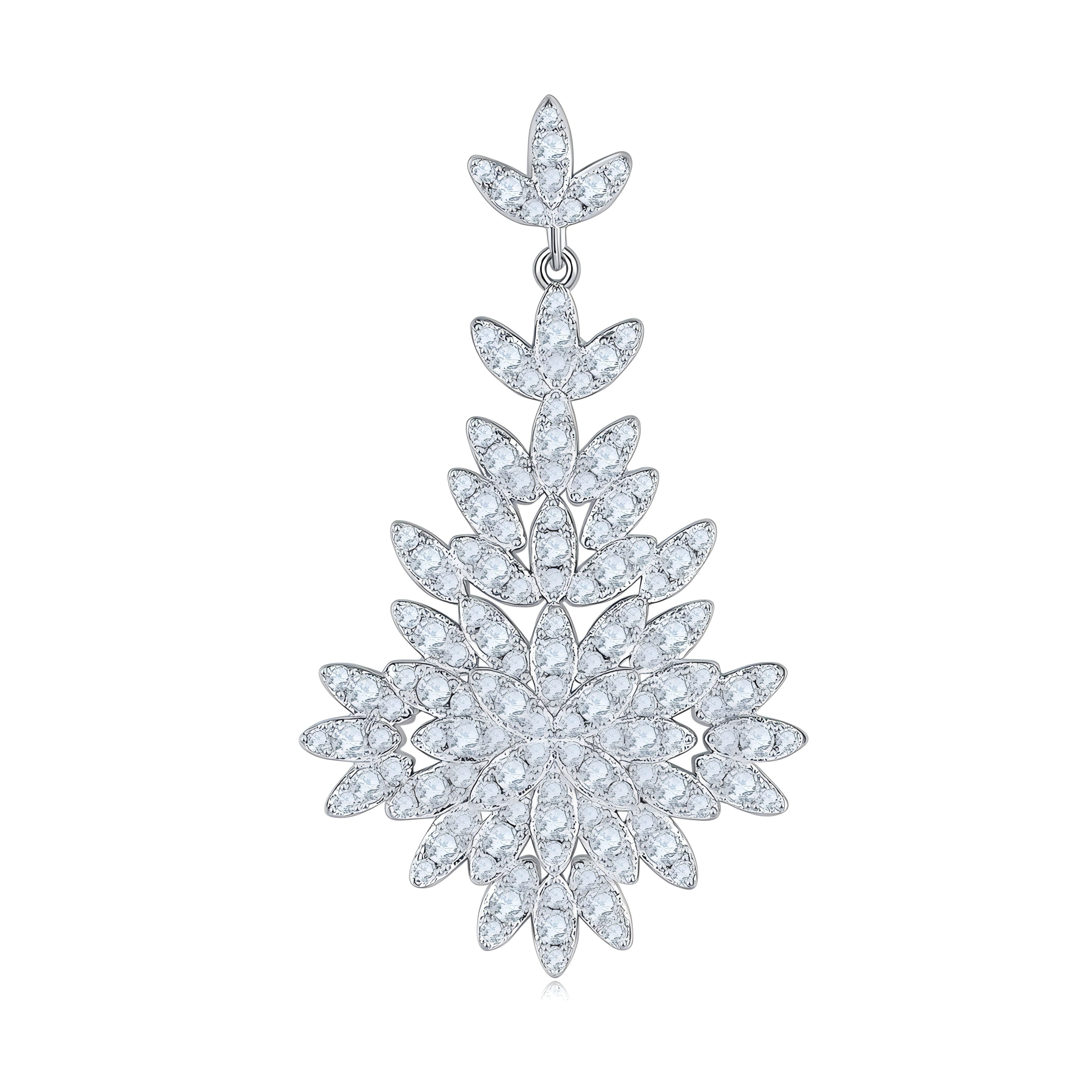 S925 Sterling Silver Platinum Plated Moissanite Long Dangle Earrings  Cluster Leaf Design With GRA Certificate Luxury Jewelry Gift Box Set For Women