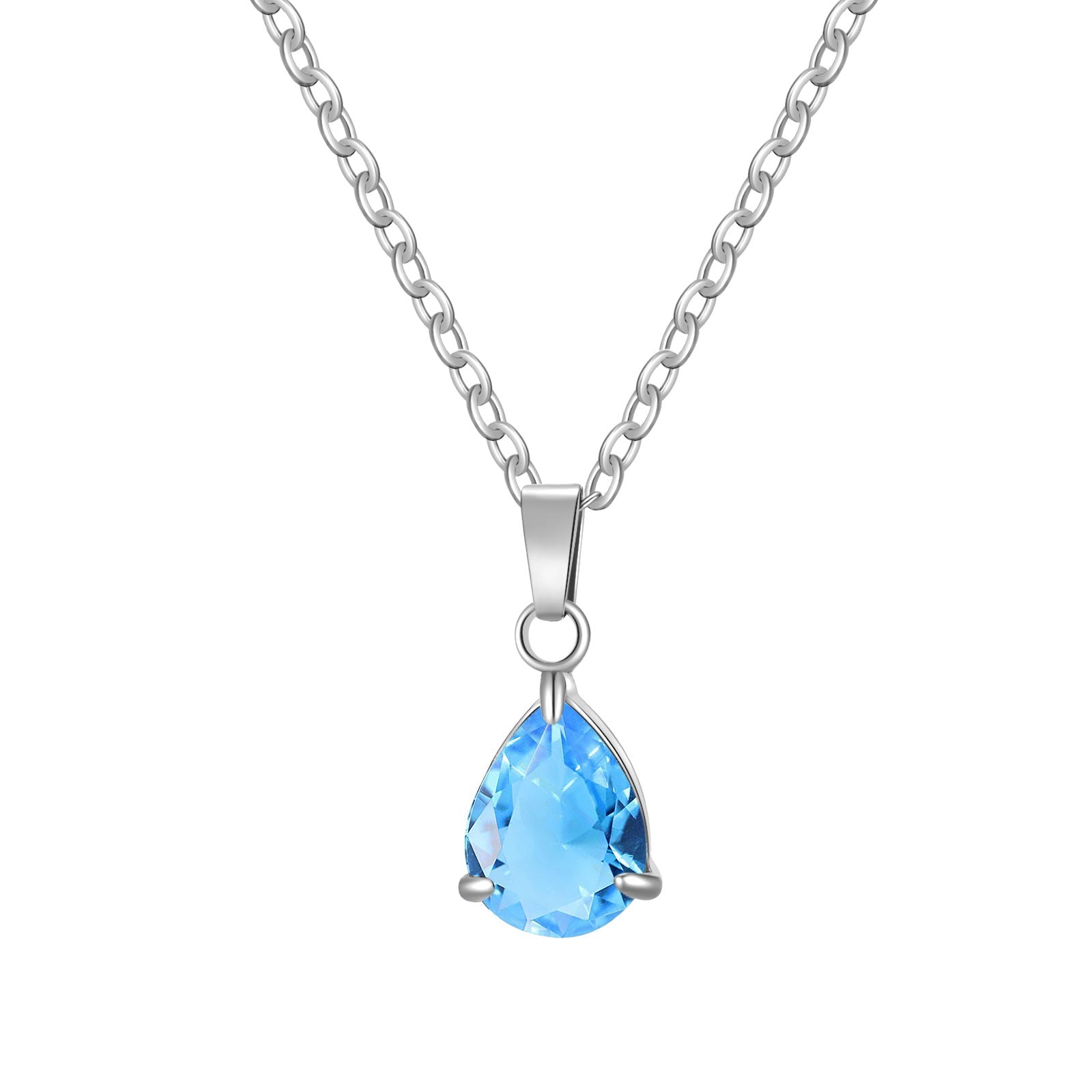 3A Water Drop Zircon Small Pendant Solitaire Pear-Shaped Zircon Womens Clavicle Chain