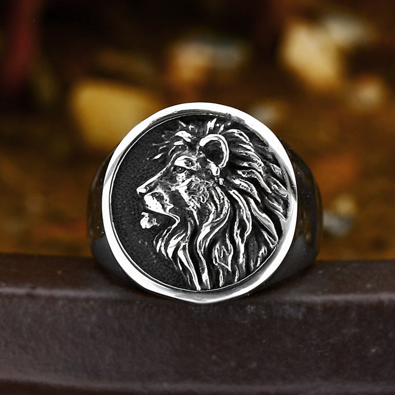 Stainless Steel Bold Retro Personalized Lion Head Titanium Steel Ring