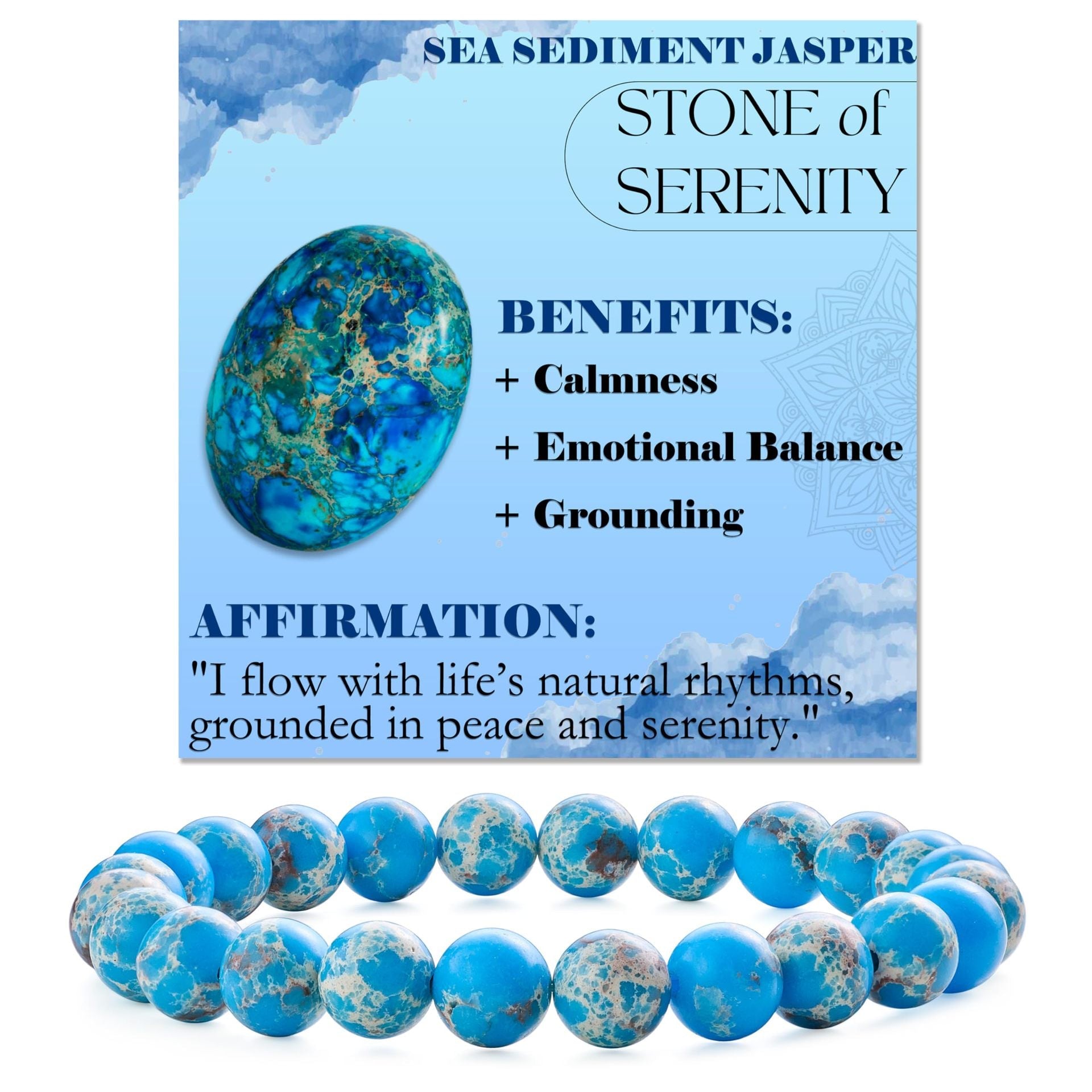 8mm Natural Stone Bead Bracelet White Turquoise